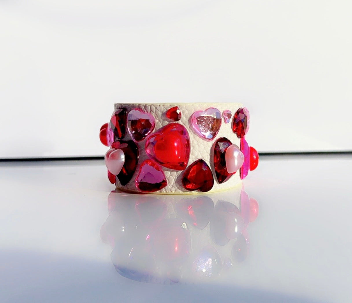 Heartbreaker White Leather Cuff