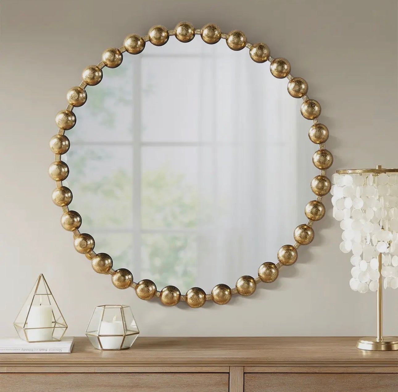 Gold Round Iron Framed Mirror