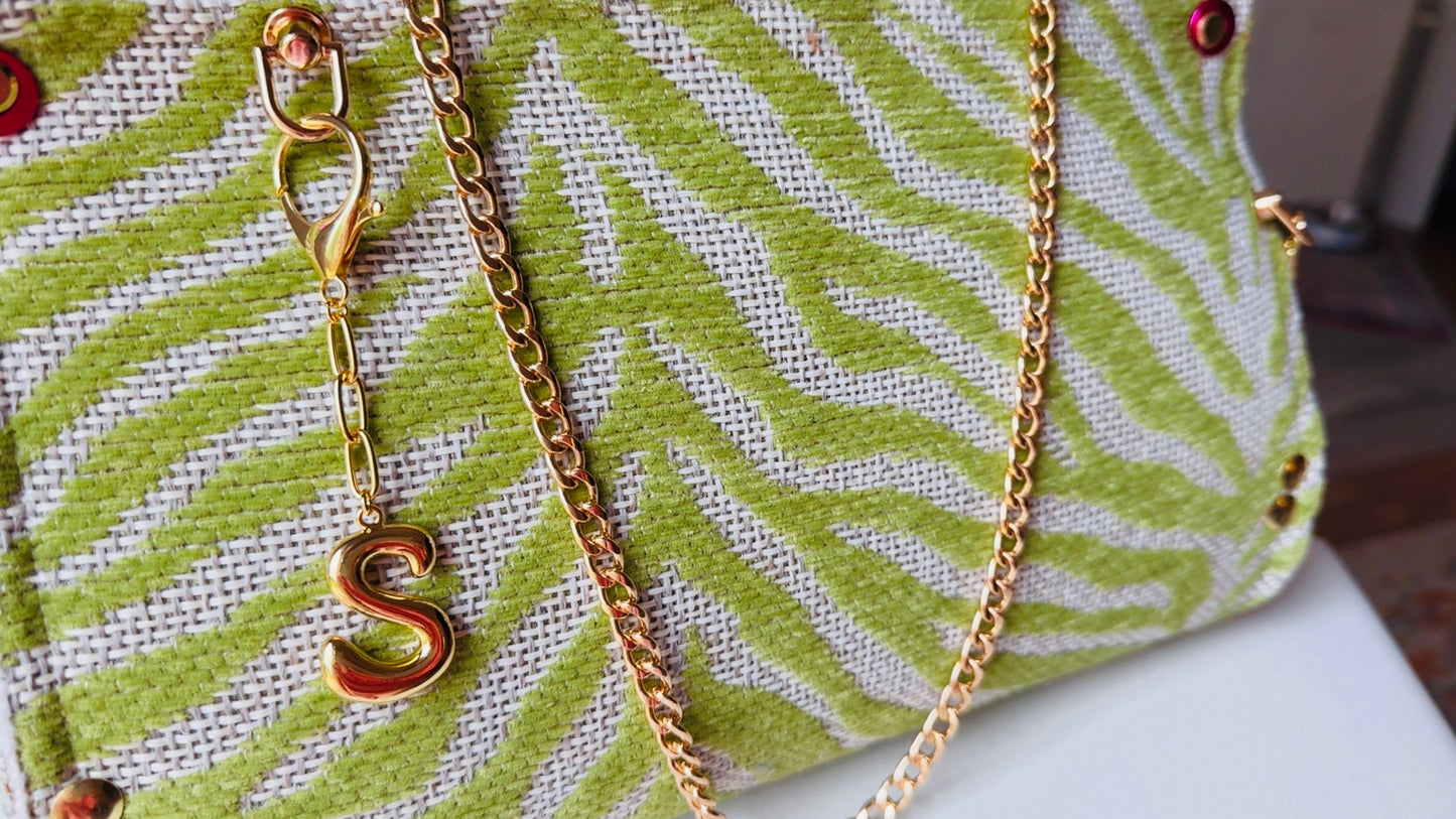 Lime Green Zebra Chenille Clutch