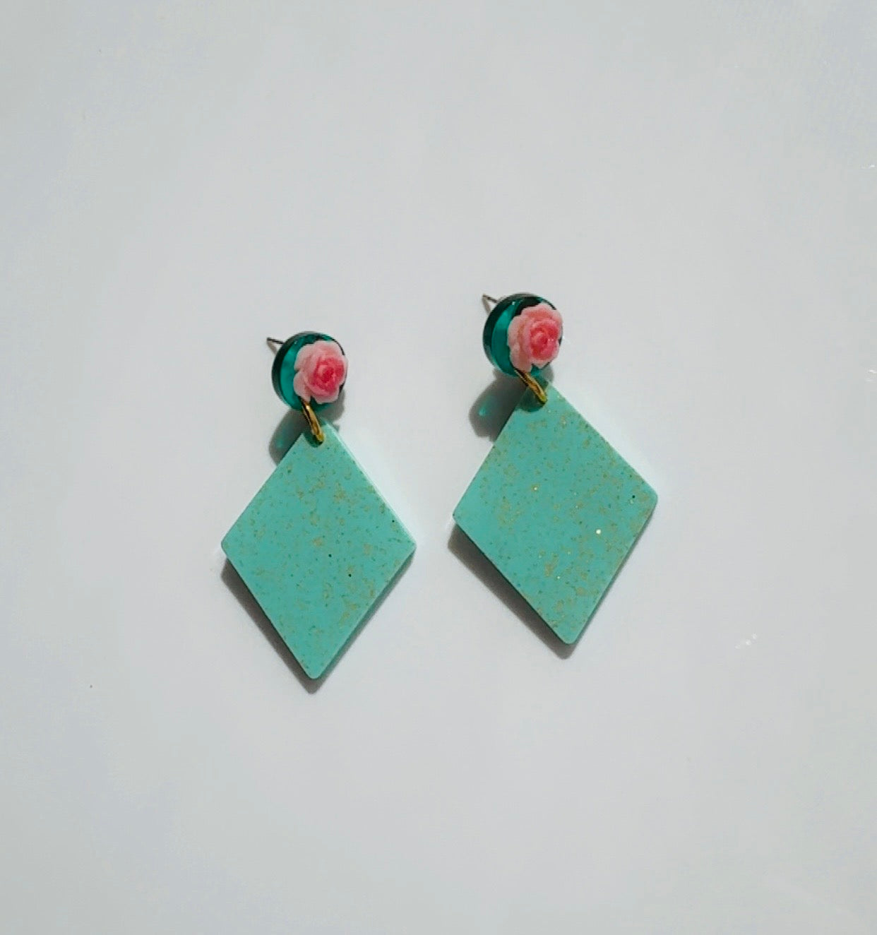 Blue Rose Triangle Dangle