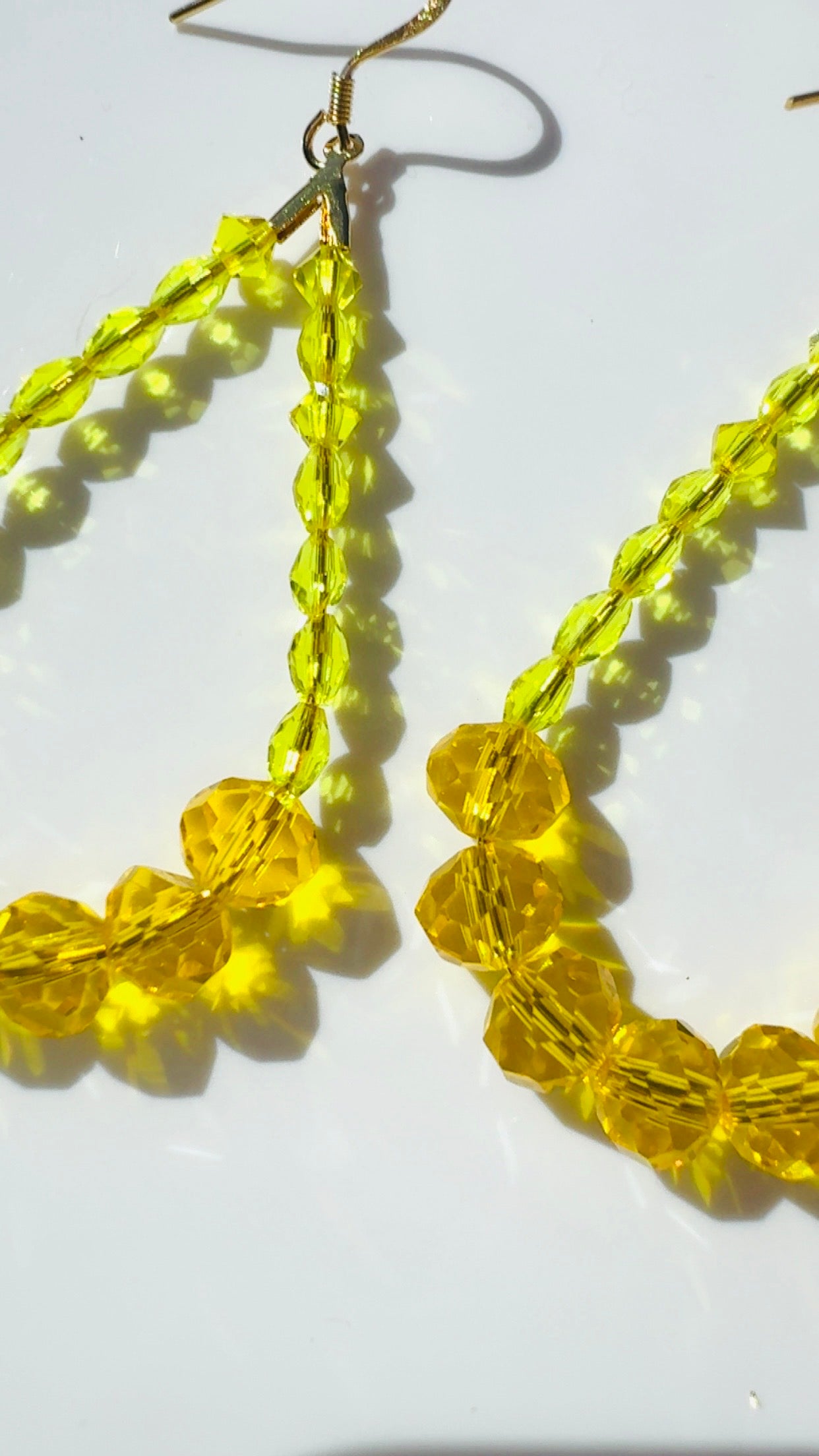 Yellow Crystal Pendulum Earrings ￼