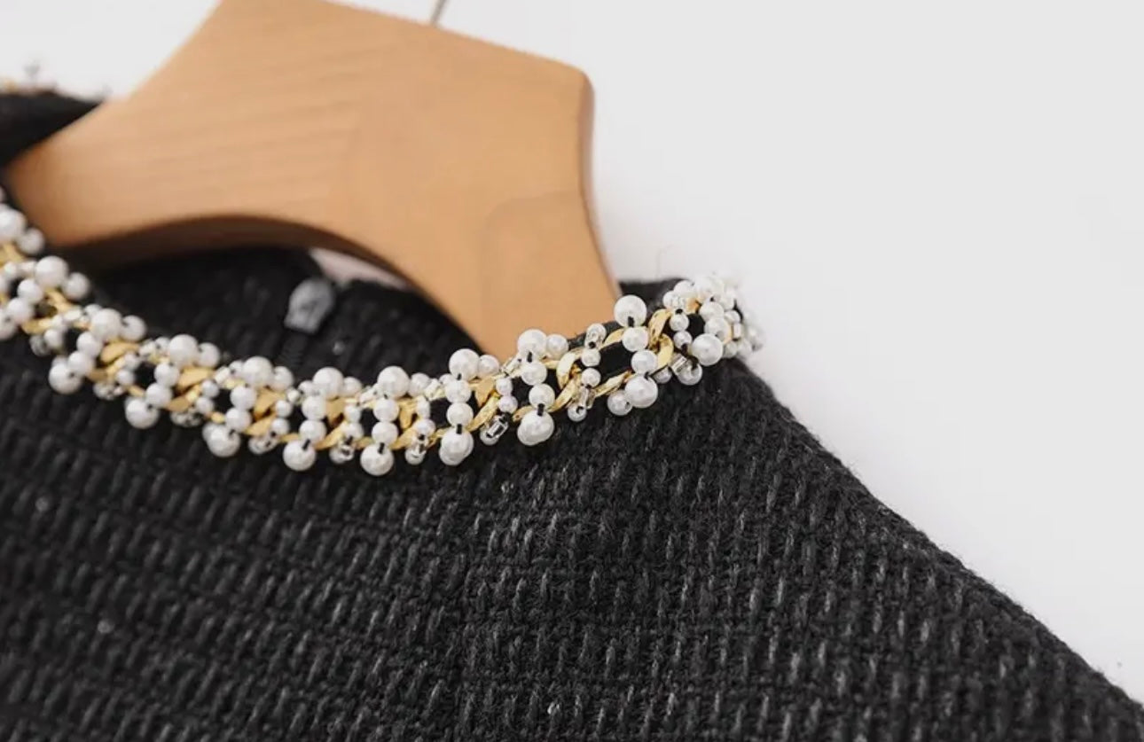 Khloe Black Tweed Mini Dress