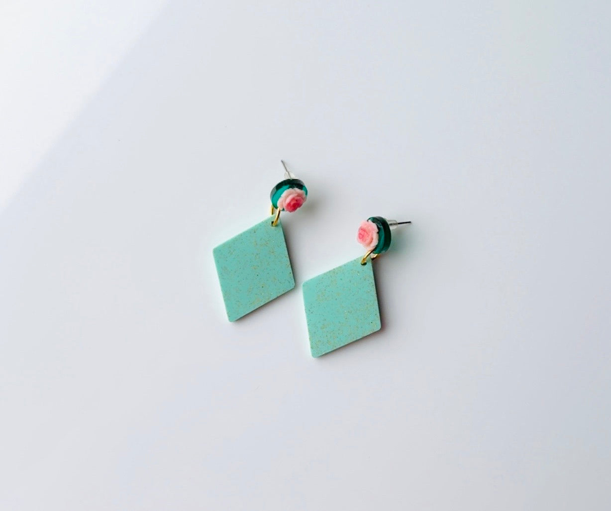 Blue Rose Triangle Dangle