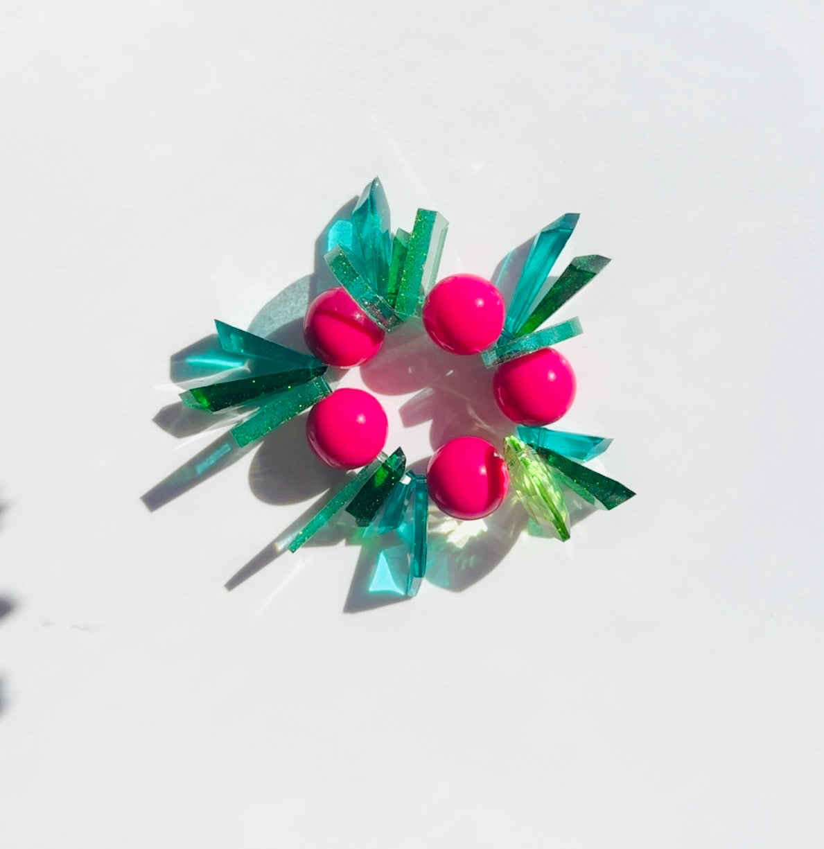 Hot Pink Teal Geo Bracelet