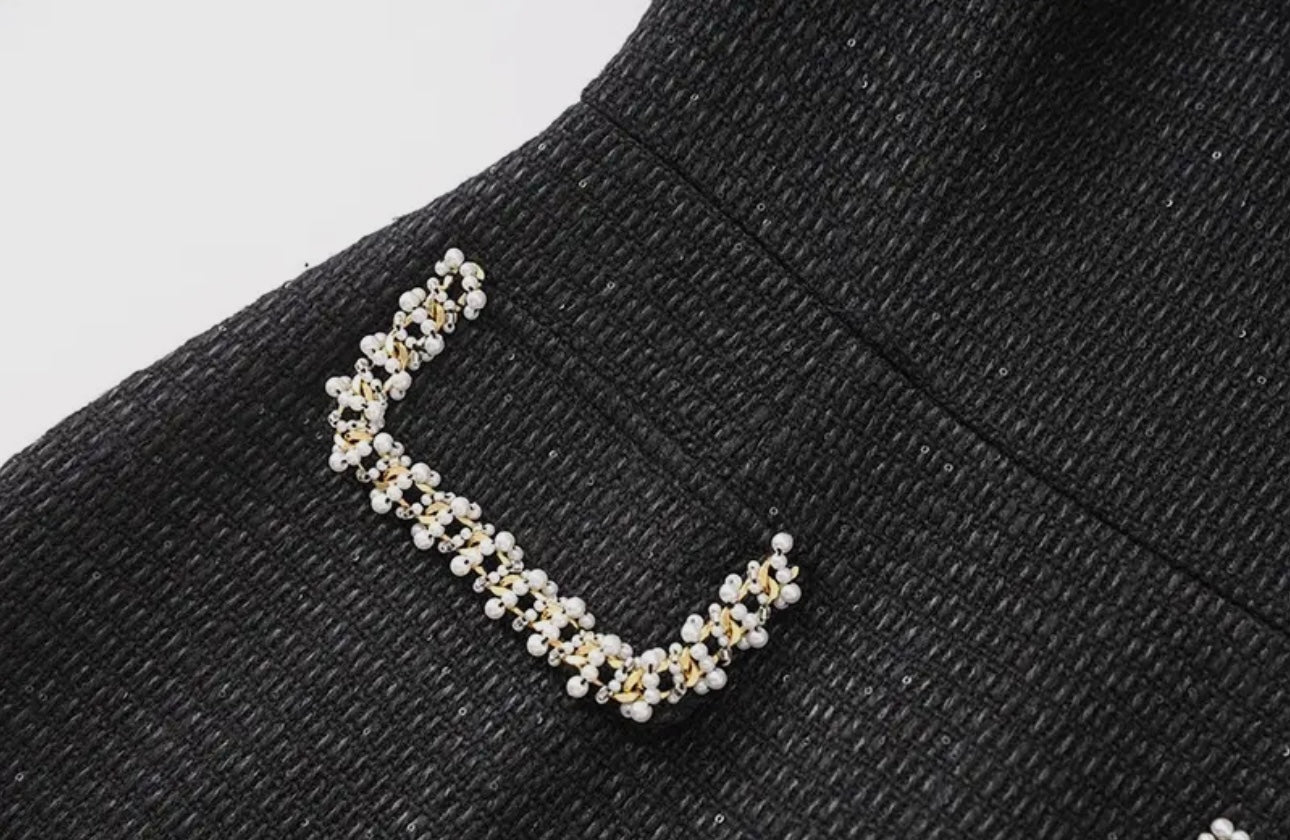 Khloe Black Tweed Mini Dress