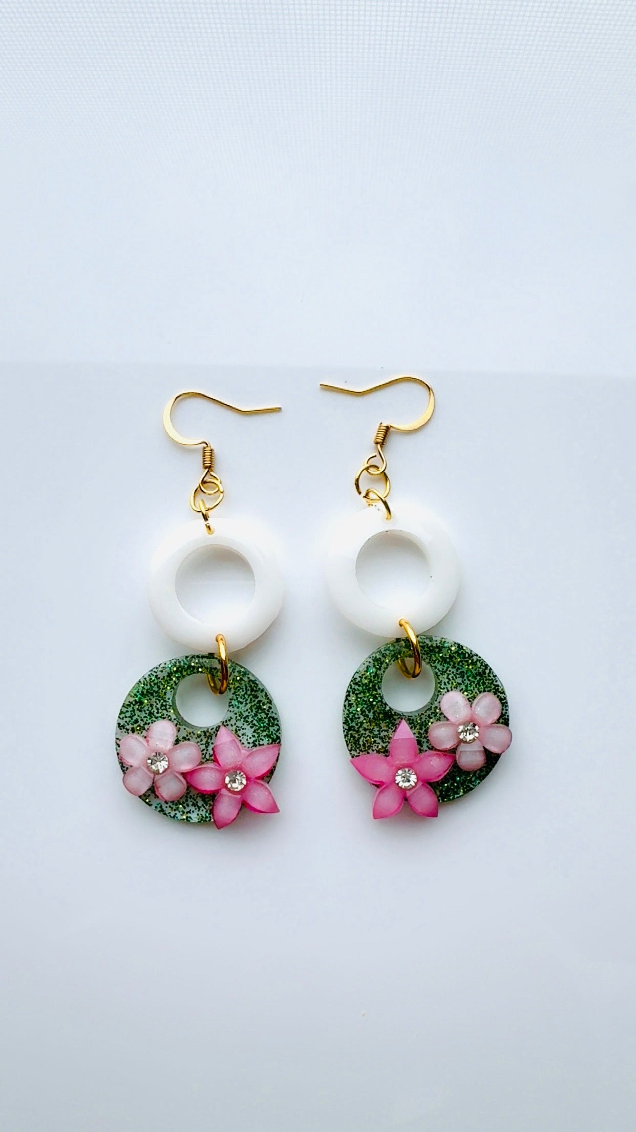Green Garden White Fence Earrings