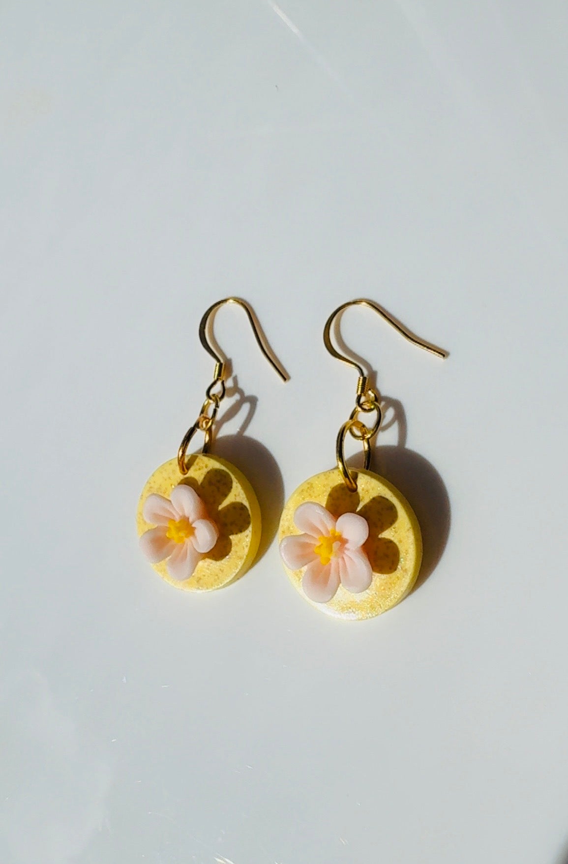 Yellow Stone Floral Earrings