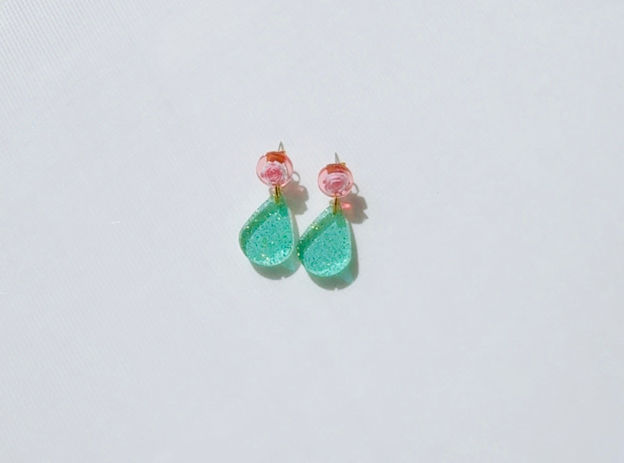 Rose and Mint Green Earrings