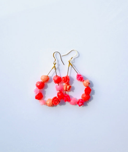 Pink Floral Bouquet Earrings