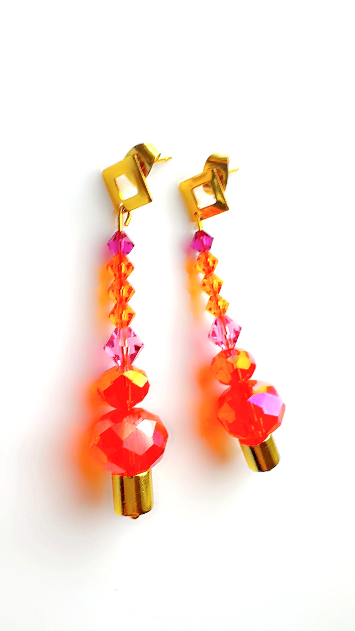 Geo Genie Bottle Pink Crystal Drop Earrings