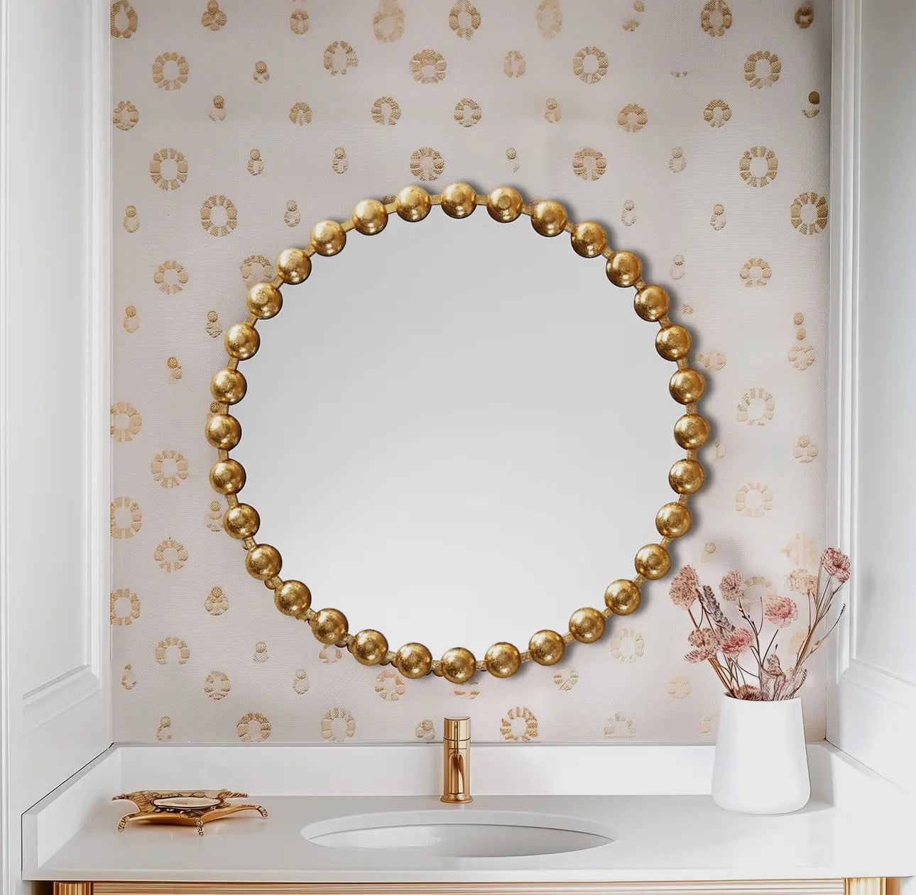 Gold Round Iron Framed Mirror