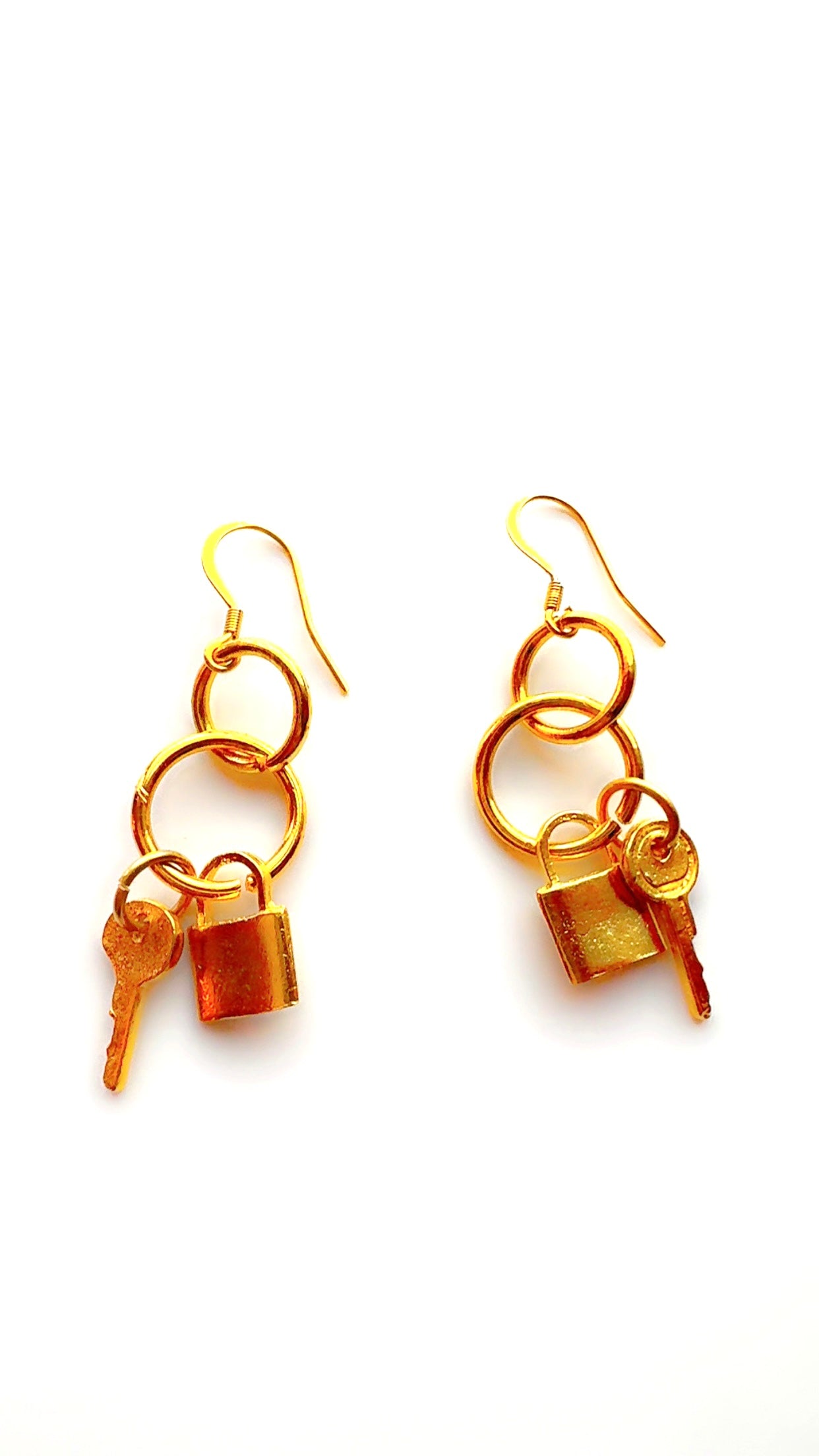 Lock and Key Drop Earrings
