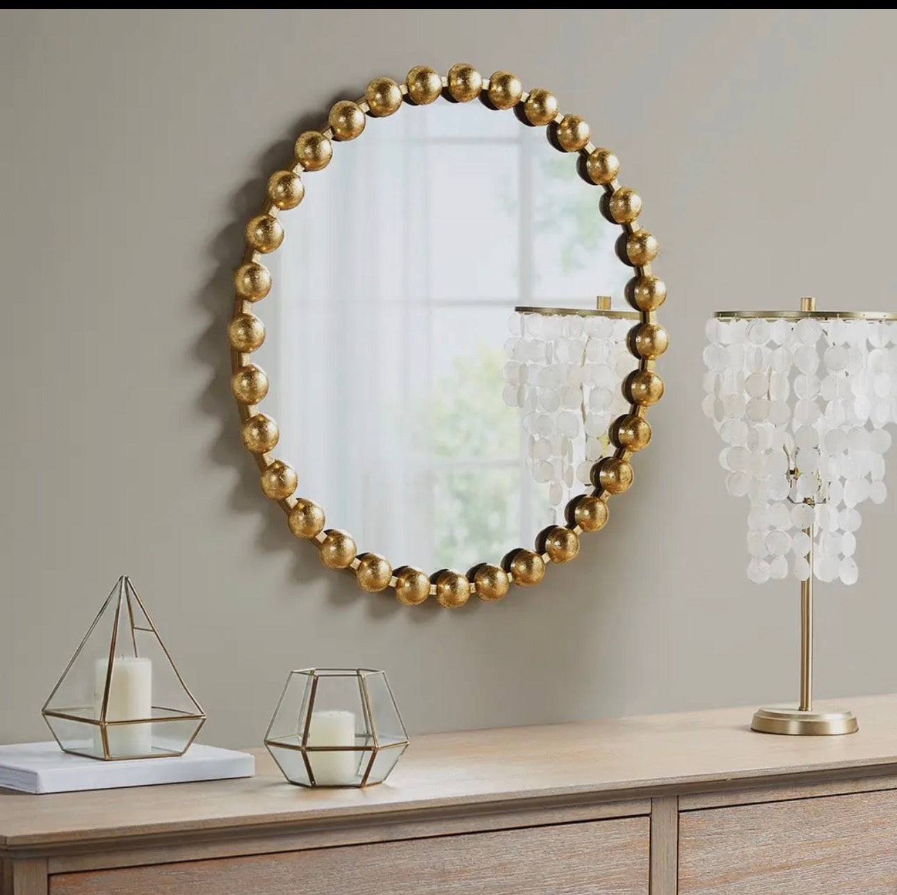Gold Round Iron Framed Mirror