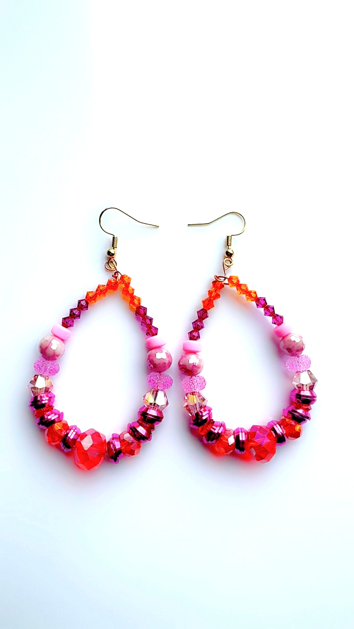 Brand Signature Hot Pink and Orange Dangle Hoop Ear Candy
