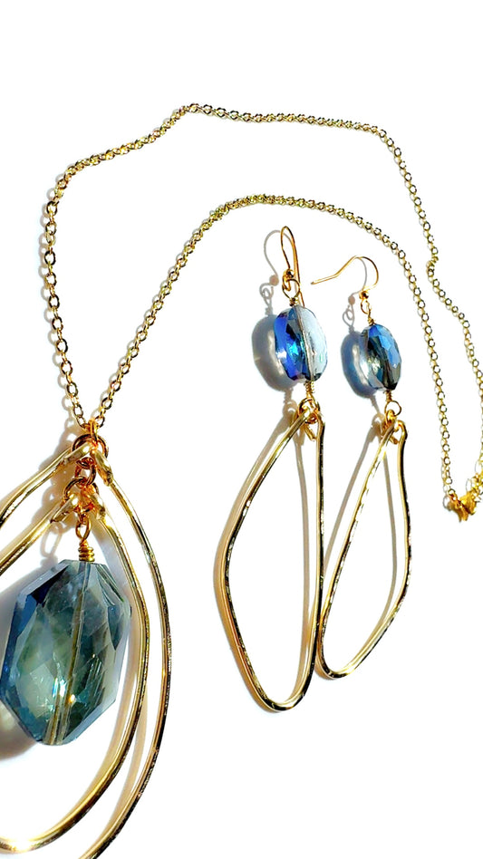 Sapphire Blue Ear and Neck Candy Set