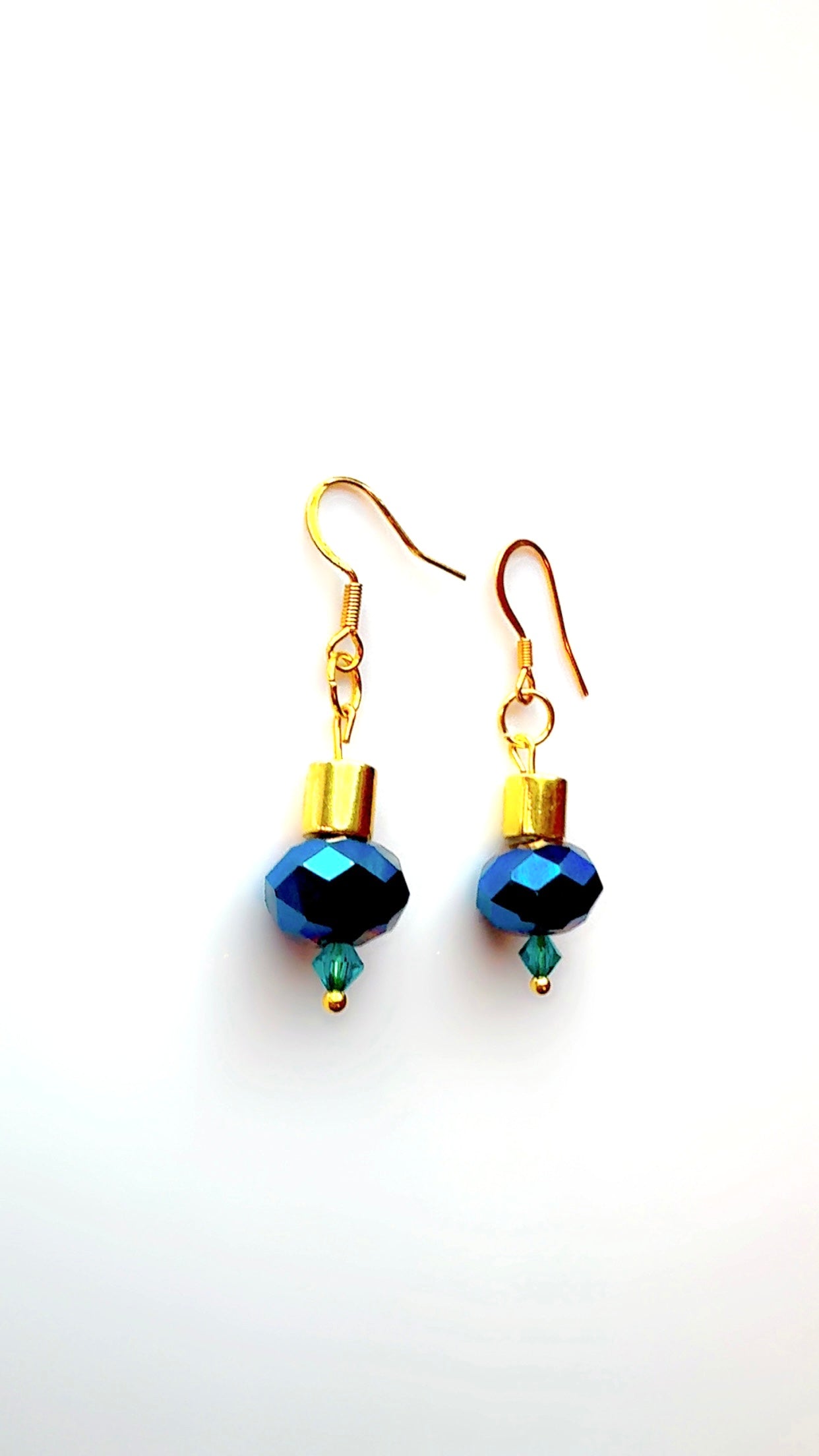 Blue and Gold Drop Earrings