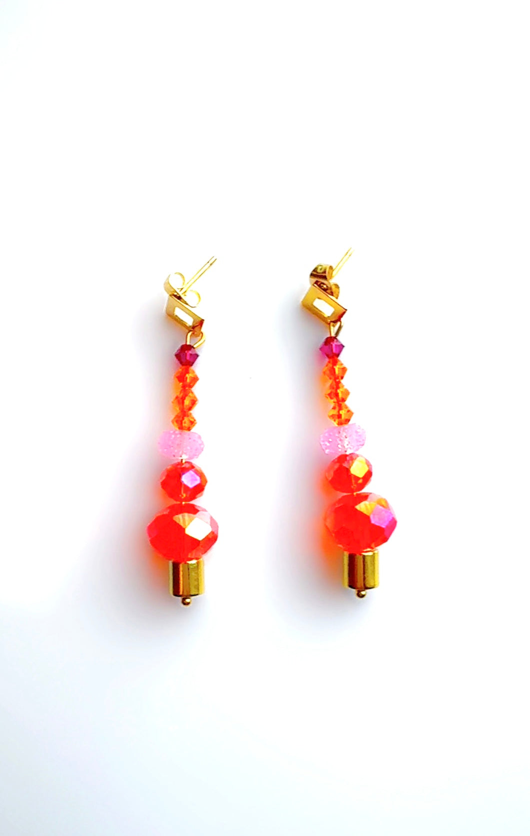 Geo Genie Bottle Orange and Pink Earrings