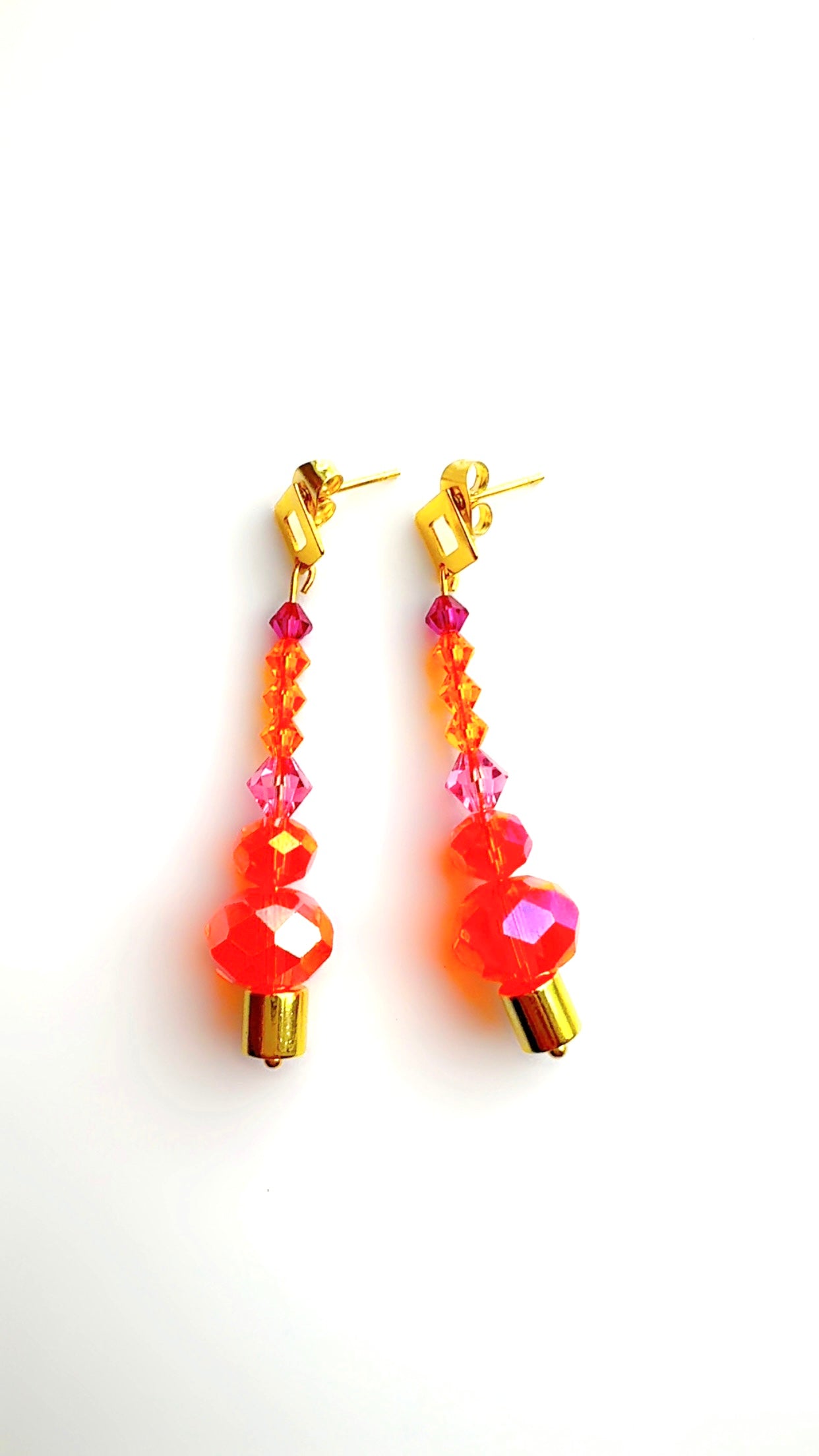 Geo Genie Bottle Pink Crystal Drop Earrings