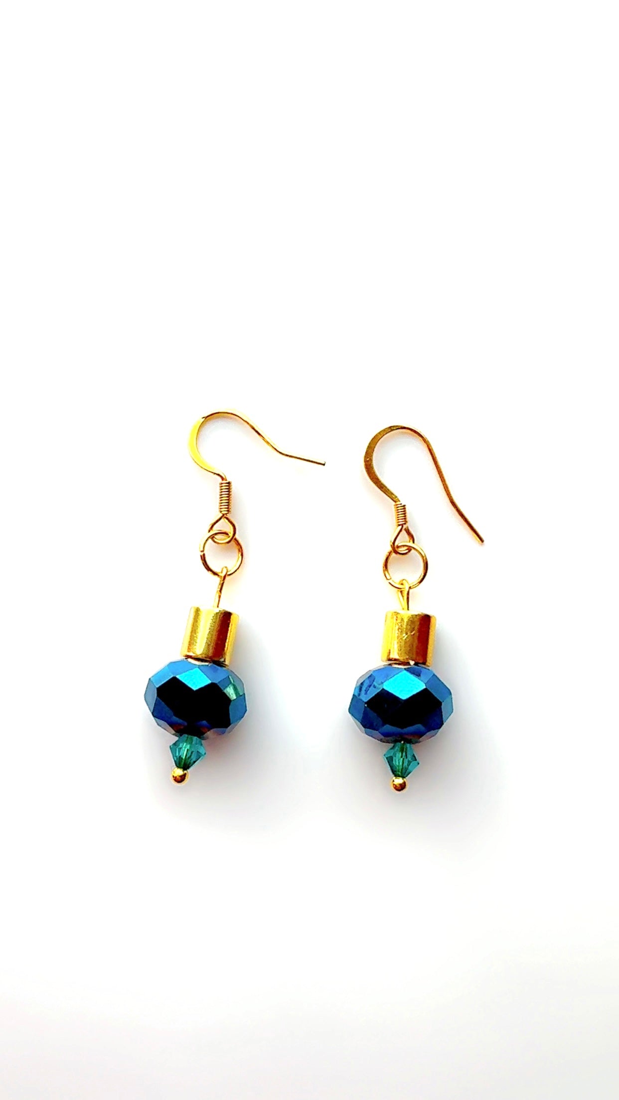 Blue and Gold Drop Earrings
