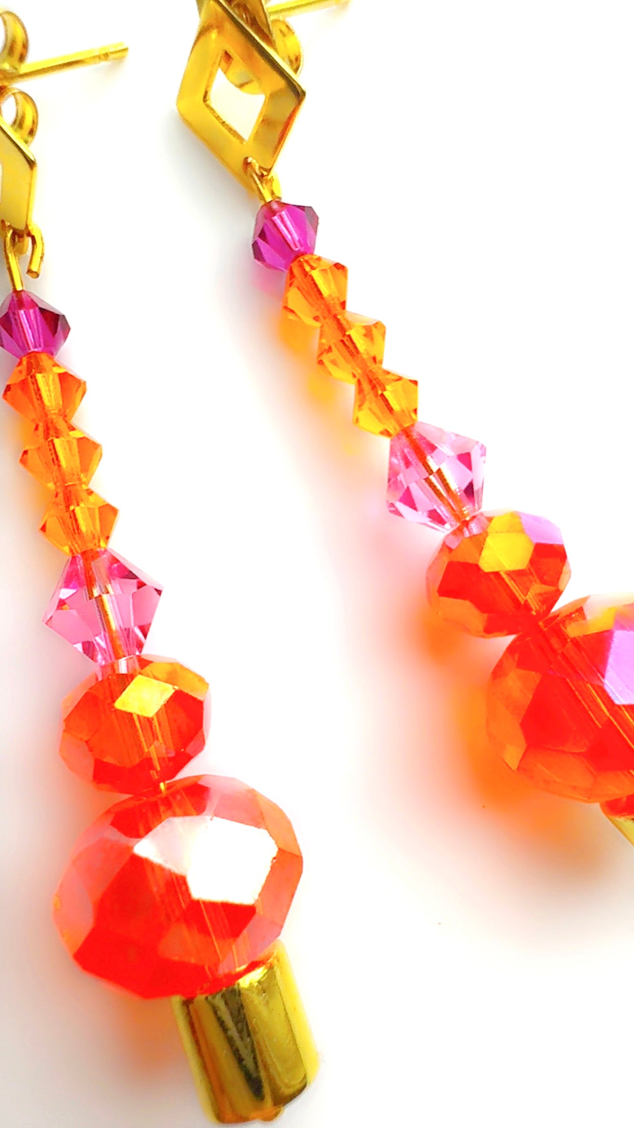 Geo Genie Bottle Pink Crystal Drop Earrings