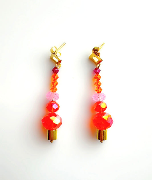 Geo Genie Bottle Orange and Pink Earrings