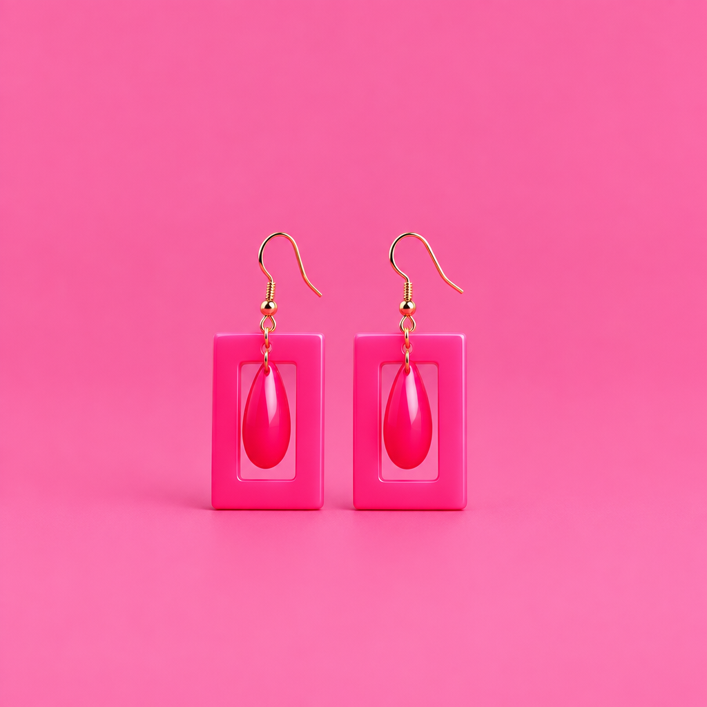 Pink Neon Pendulum Earrings