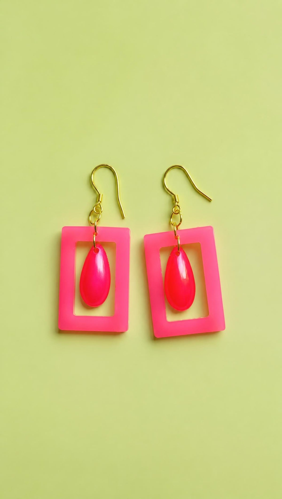 Pink Neon Pendulum Earrings