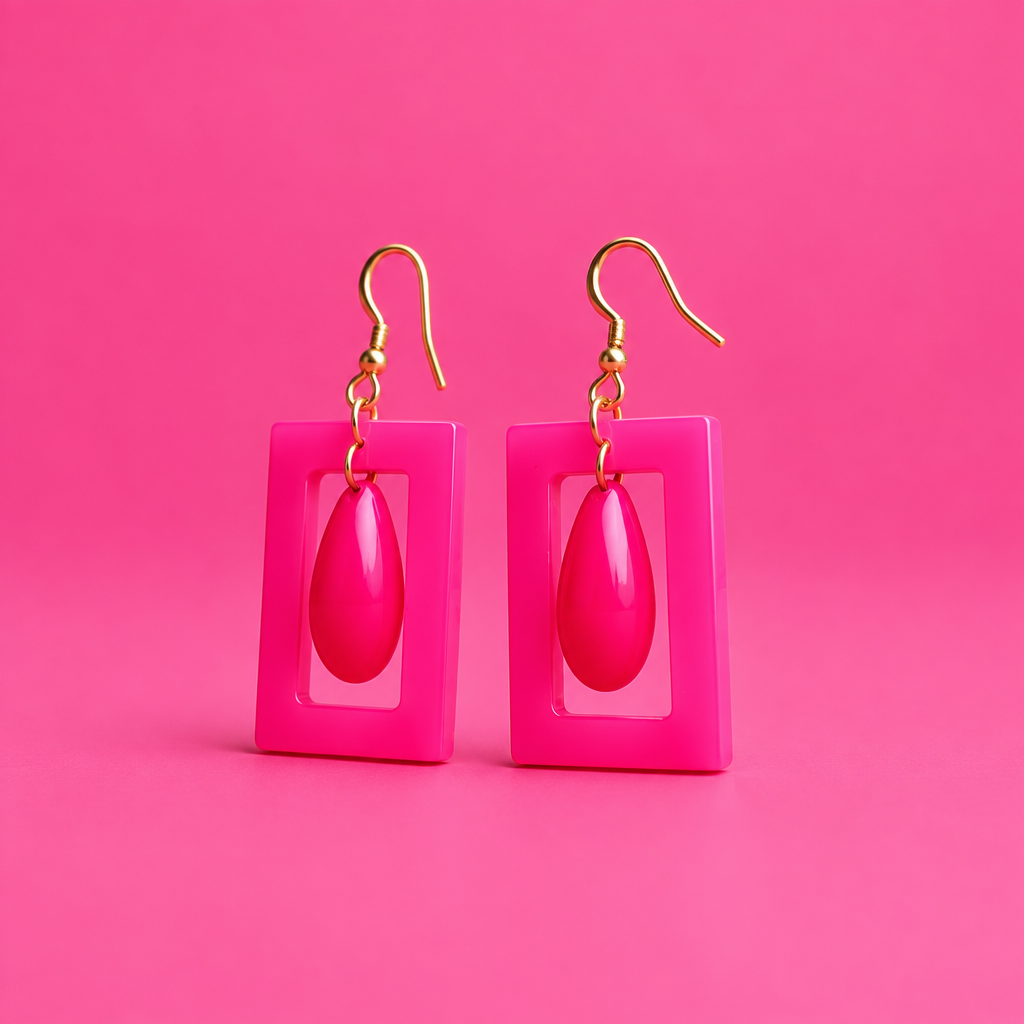 Pink Neon Pendulum Earrings