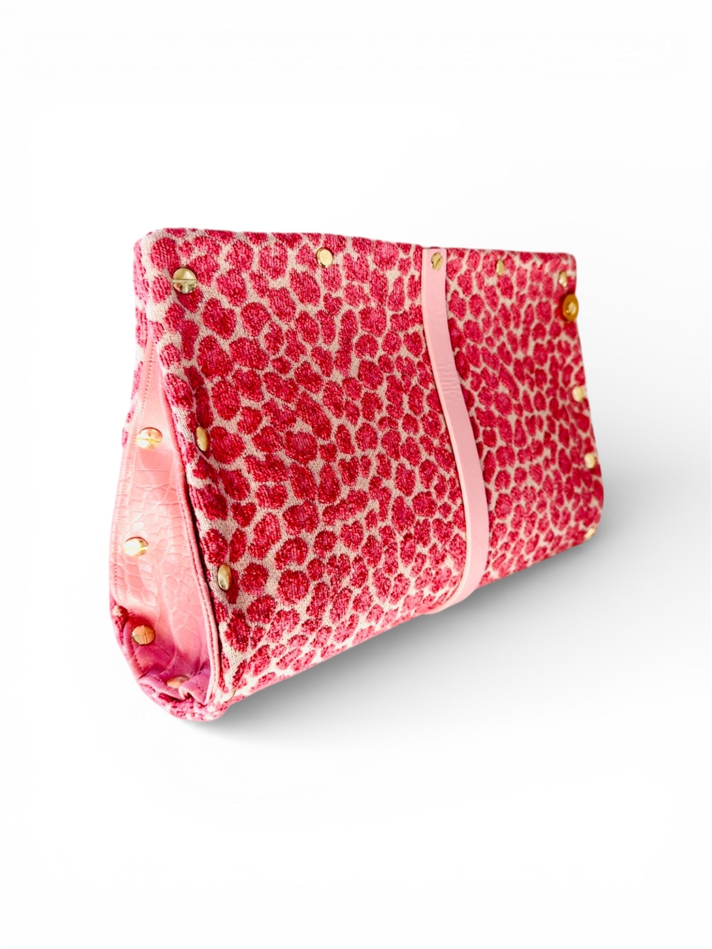 Pink Leopard Chenille Clutch