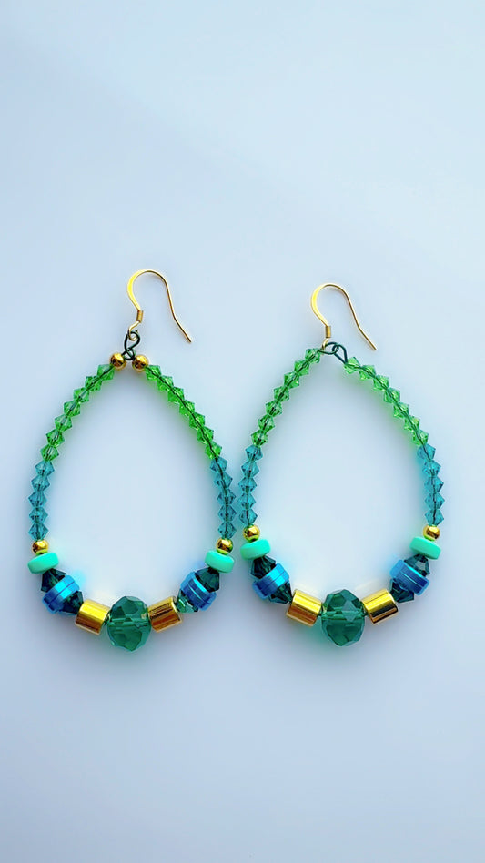 Donatella Green Blue Crystal Earrings Candy *Brand Favorite