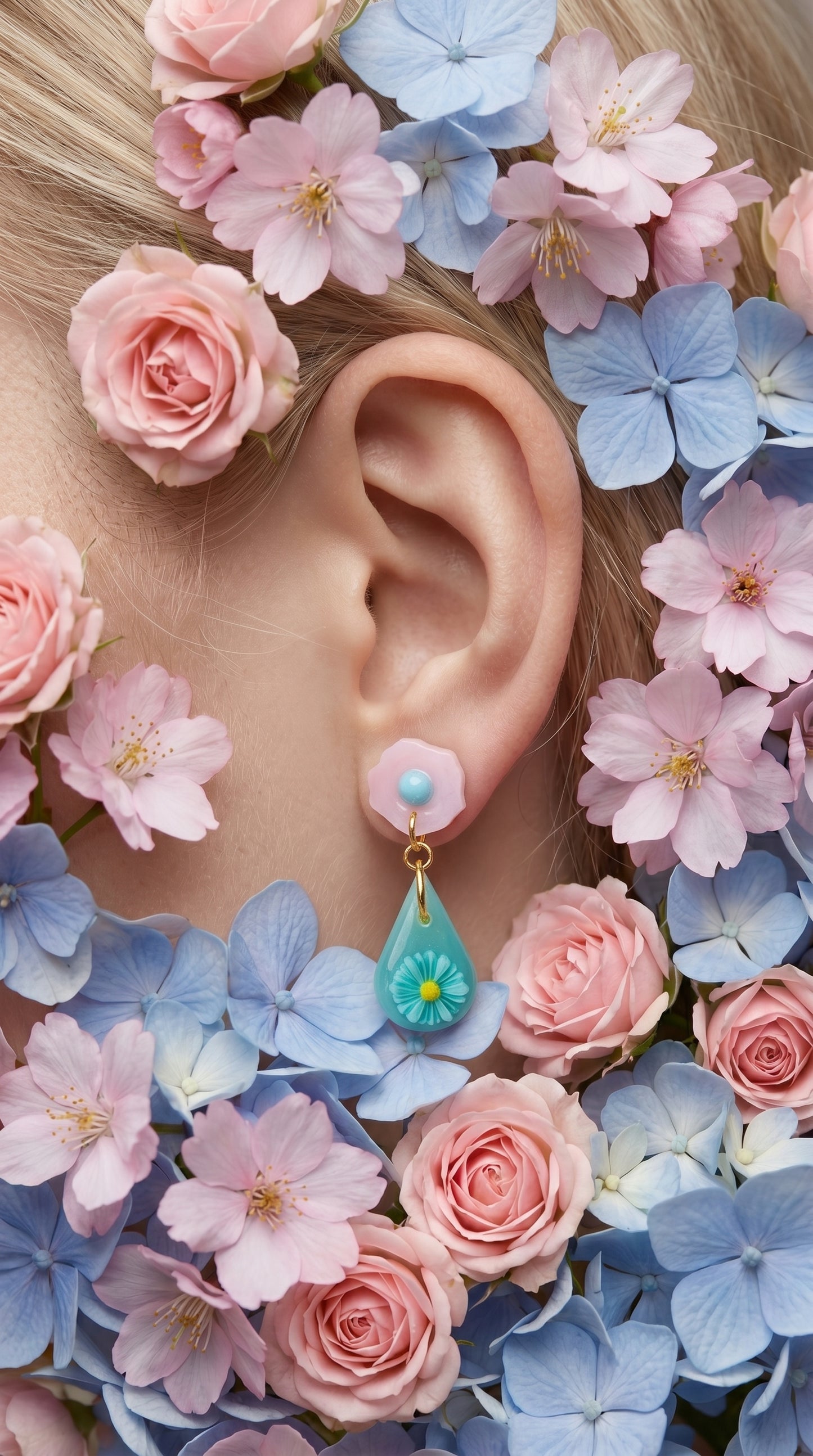 Blue Rose Floral Ear Candy