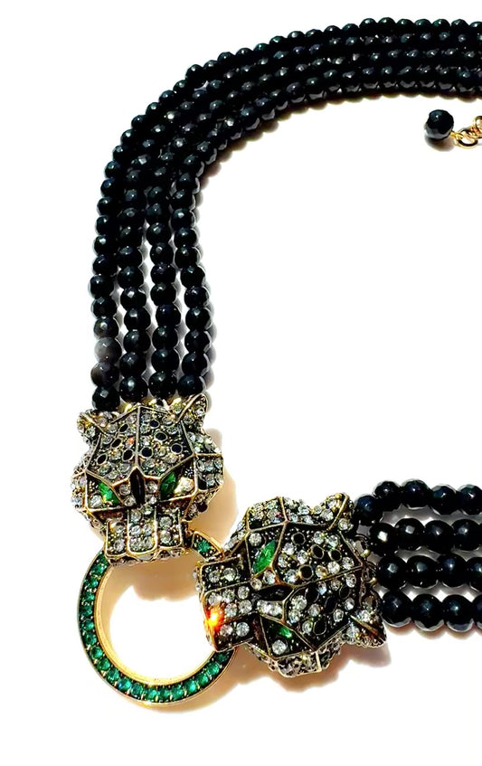 Double Leopard Brooch Neck Candy